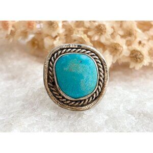 Turquoise Southwest Semi-Precious 925 Sterling Silver Vintage Ring - sz 7.5